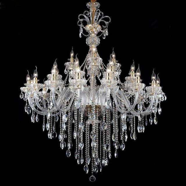 Gold Finish Crystal Chandelier with E14*28pcs Light Source and D120*H150cm Size for Luxury Spaces