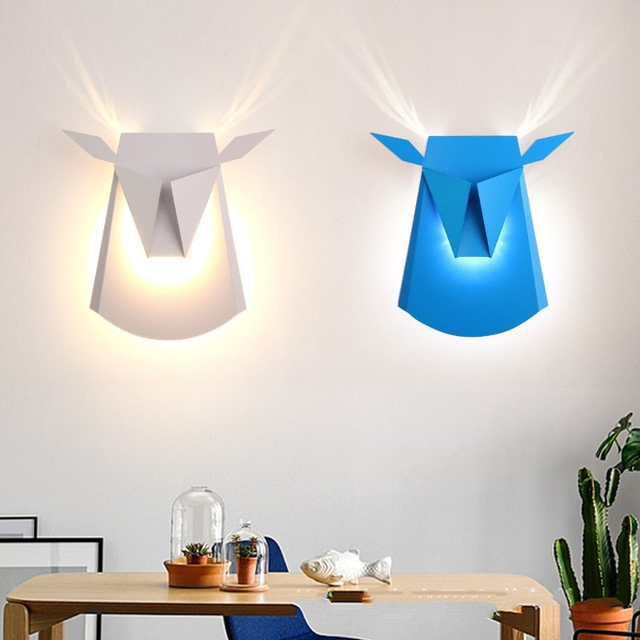 Nordic Modern Deer Head Wall Lamp with 6000K Daylight Alert LED Wall Light for Home and Hotel Decoration