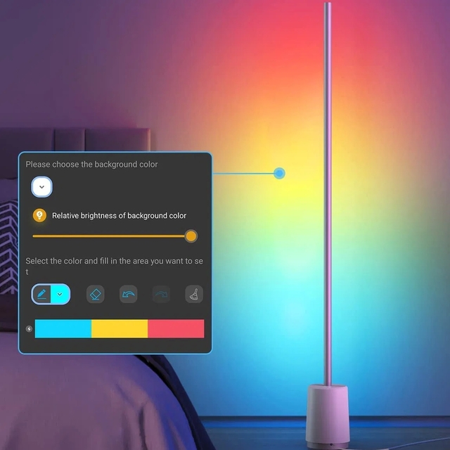 Modern Smart Phone App Control RGB Color Changing Floor Lamp for Bedroom and Living Room