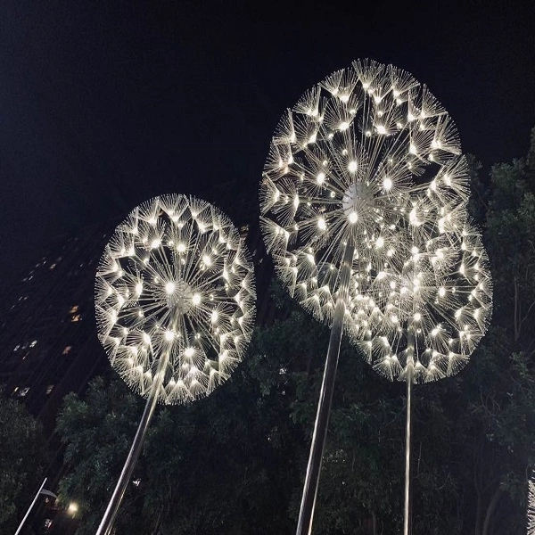 Waterproof RGB Color Changing Fiber Optic Dandelion Light with 50000 Hours Lamp Life for Outdoor Decoration