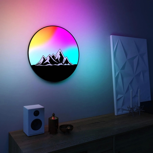 Modern LED Wall Lamp with Remote Control RGB Color Changing for Living Room and Bedroom 50cm Size