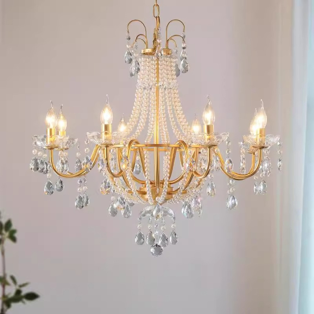 Gold LED Crystal Chandelier D78*H62CM Luxury Ceiling Light for Living Room
