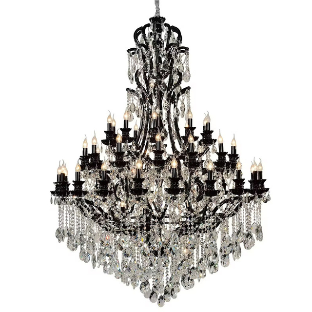 Black Maria Theresa Chandelier with CE Certificate for High Ceiling Foyer